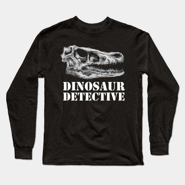 Dinosaur Detective - cool tattoo style t-shirt Long Sleeve T-Shirt by Squidoodle